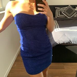 Blue Strapless Mini Dress